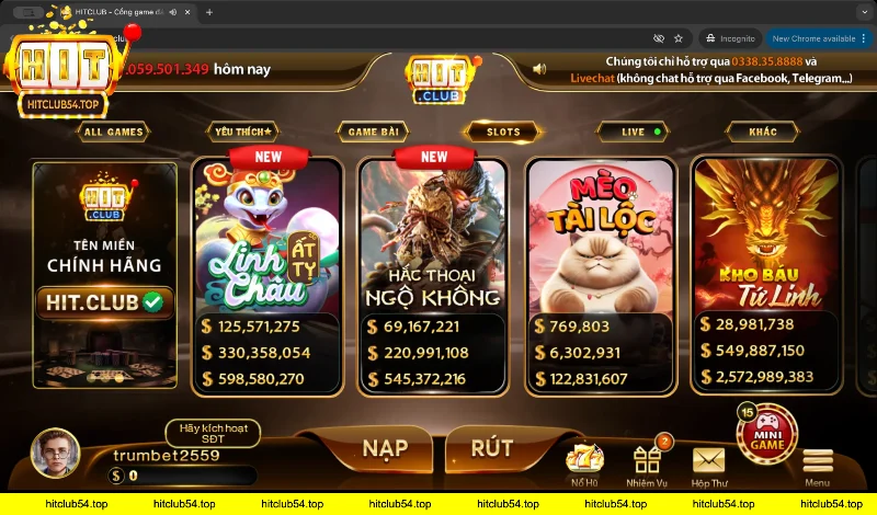 Giao diện game slot Hitclub