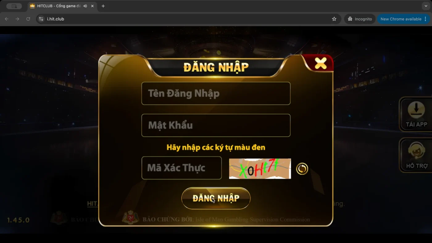 Giao diện đăng nhập HITCLUB